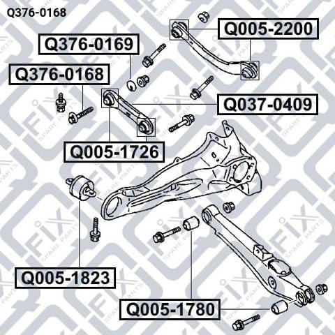 Do koszyka Q3760168 Q-fix Śruba regulacji tylnego wahacza (dla zbieżności), wewnętrzny