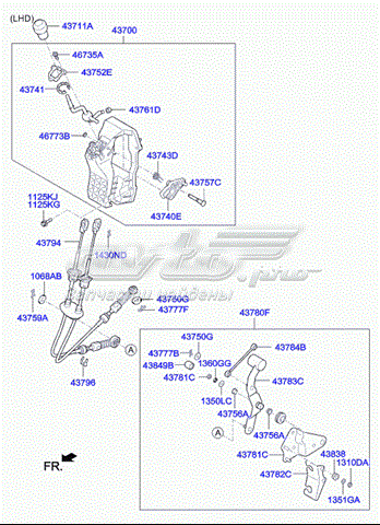 Linka dźwigni zmiany biegów podwójna Hyundai/Kia 437944H050 cena, od 50,54 USD