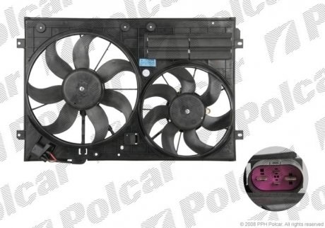 957823W2 Polcar Wentylator elektryczny układu chłodzenia, kompletny (silnik+wirnik) prawy
