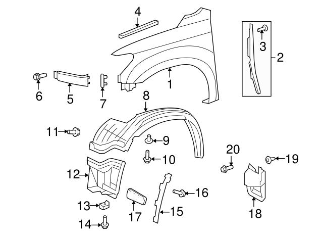 Do koszyka 538510C050 Toyota Klapka błotnika przedniego prawego