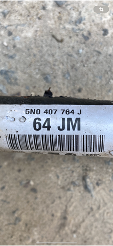 Półoś napędowa przednia prawa VAG 5N0407764J cena, od 189,92 USD