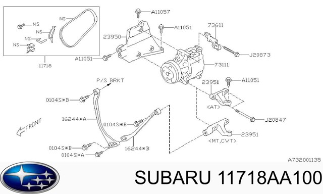 Pas napędowy mechanizmów Subaru 11718AA100 cena, od 18,54 USD