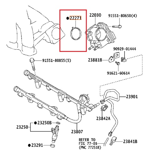 2227131040 Toyota Uszczelka przepustnicy