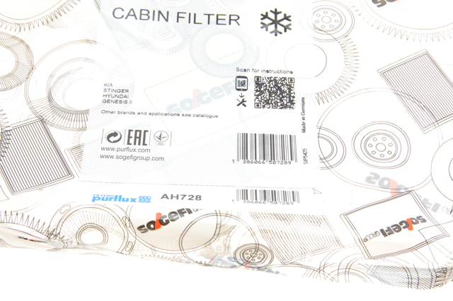 Filtr kabiny Purflux AH728 cena, od 9,89 USD