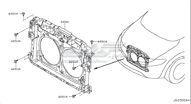 Osłona chłodnicy kompletna (panel mocowania reflektorów) Nissan Murano (Z51)