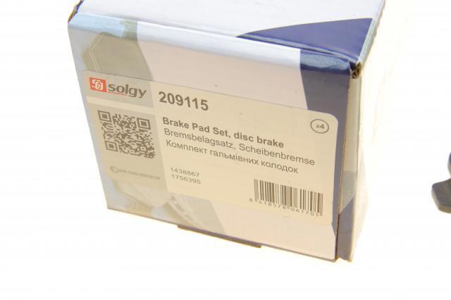 Okładziny (klocki) do hamulców tarczowych tylne Solgy 209115
