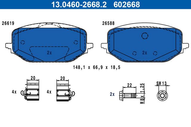 Klocki hamulcowe przednie tarczowe ATE 13046026682 cena, od 52,68 USD