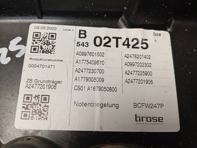 Do koszyka A2477201906 Mercedes Mechanizm podnoszenia szyby drzwi przednich lewych