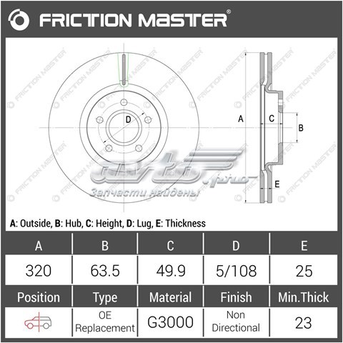 Tarcza hamulcowa przednia Friction Master R1125 cena, od 50,16 USD