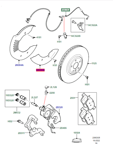 LR090683 Land Rover Czujnik zużycia klocków hamulcowych przedni