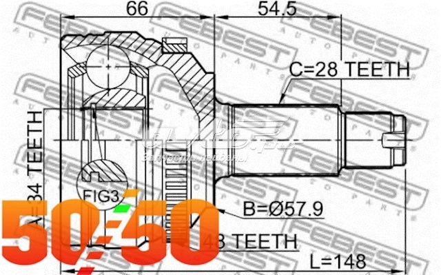 Do koszyka 4130034400 Ssang Yong Przegub homokinetyczny zewnętrzny prawy przedni