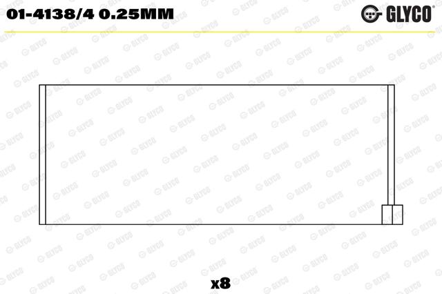 0141384025MM Glyco Panewki korbowodowe wału korbowego, zestaw, 1. naprawa (+0,25)