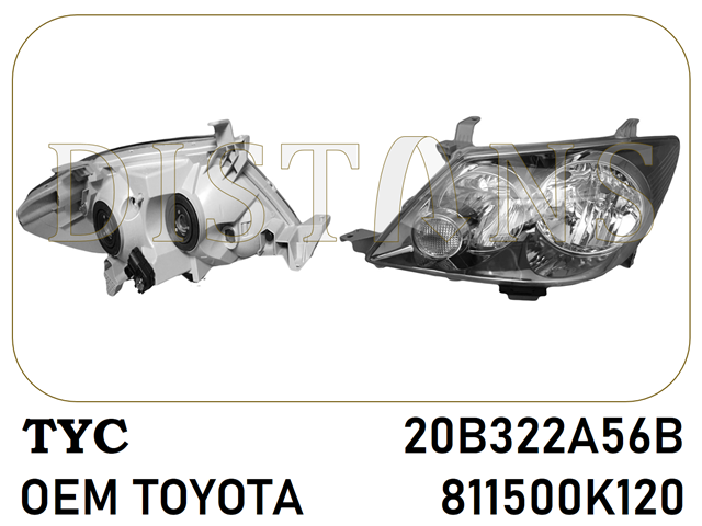 Do koszyka 811500K120 Toyota Reflektor lewy
