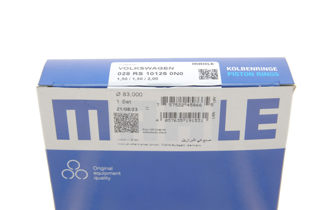 Do koszyka 028RS101250N0 Mahle Original Pierścienie tłokowe na 1 cylinder, STD.