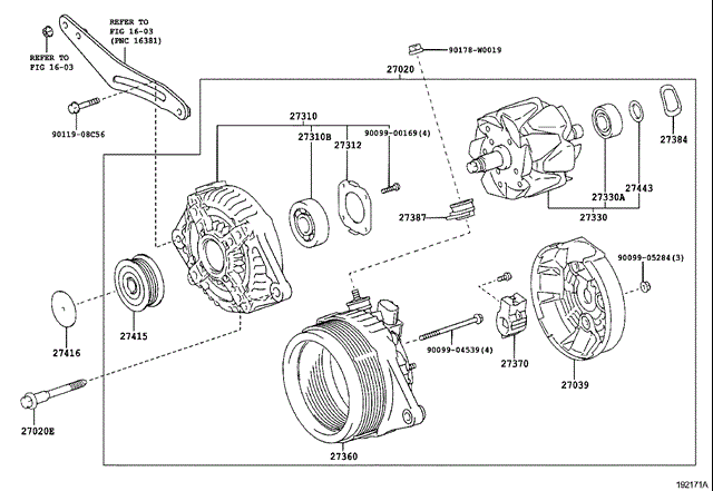2741533050 Toyota Koło pasowe alternatora