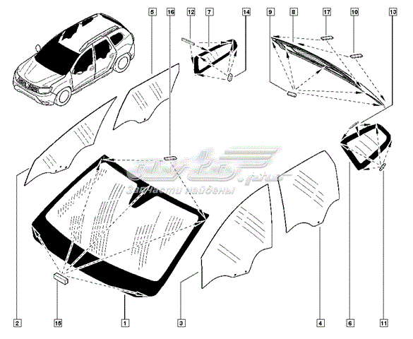 Do koszyka Szyba przednia Dacia Duster  HM