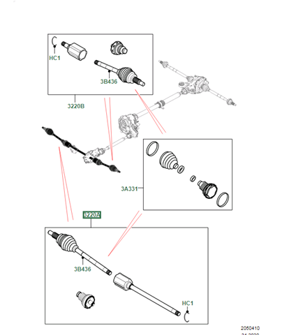 Półoś napędowa przednia prawa LR092738 Land Rover