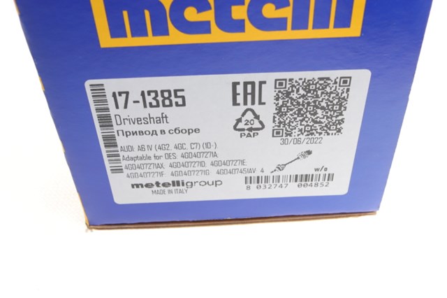 171385 Metelli Półoś napędowa przednia