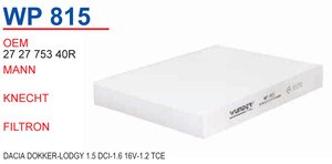 Filtr kabiny Wunder WP815 cena, od 7,75 USD