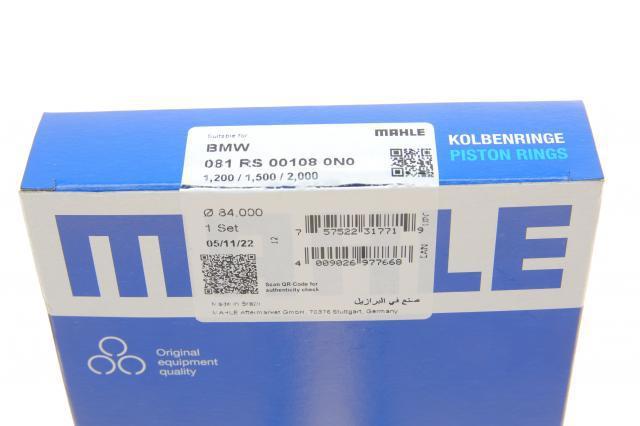 081RS001080N0 Mahle Original Pierścienie tłokowe na 1 cylinder, STD.