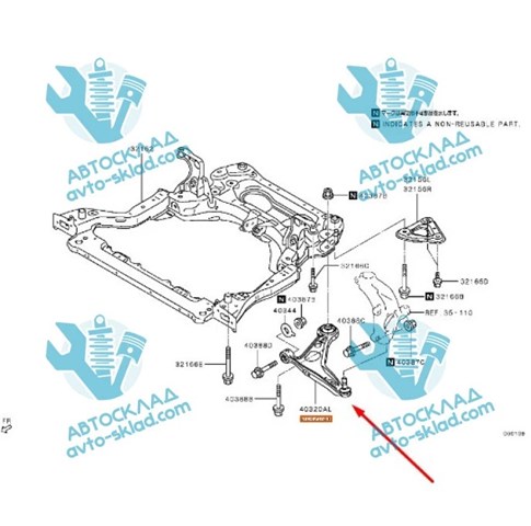 Wahacz zawieszenia przedniego dolny prawy Mitsubishi 4013A584 cena, od 220,46 USD