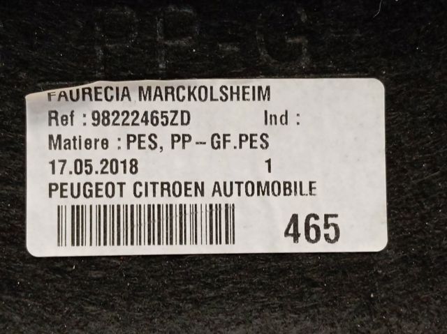 Półka kabiny tylna Peugeot/Citroen 96776417ZD