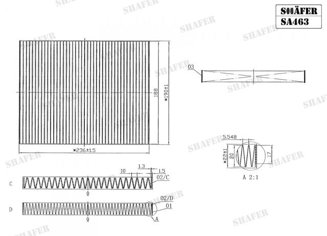 Filtr kabiny Shafer SA463 cena, od 8,17 USD