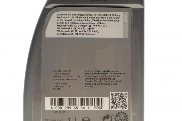Olej hydrauliczny (płyn) 000989450411FDXE Mercedes