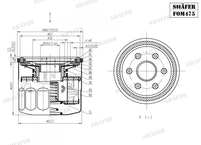 Filtr oleju FOM475 Shafer