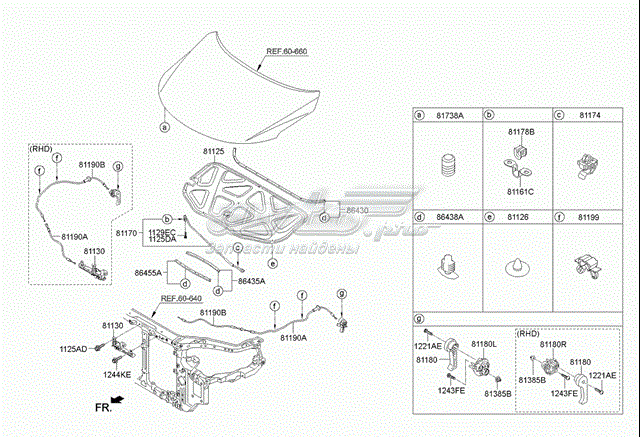 Wygluszenie maski KIA Cerato II sedana (TD) (2009 - 2012) cena, od 157,90 USD