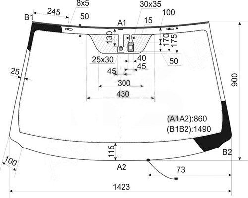 GS 7013 D13 XYG szyba przednia