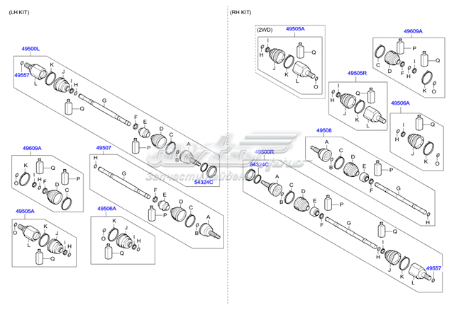 495972Y200 Hyundai/Kia Przegub homokinetyczny wewnętrzny przedni prawy