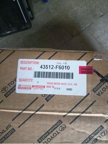43512F6010 Toyota Tarcza hamulcowa przednia