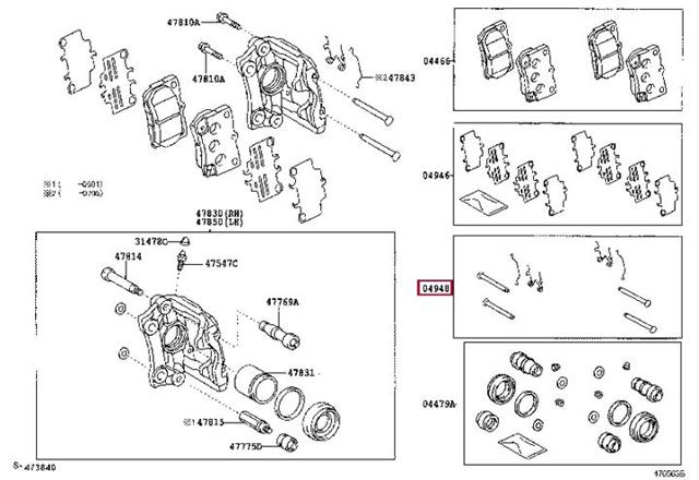 Zestaw naprawczy klocków hamulcowych 0494830220 Toyota