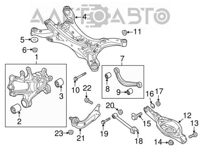 Wahacz poprzeczny zawieszenia tylnego prawy Mazda KB7W28500