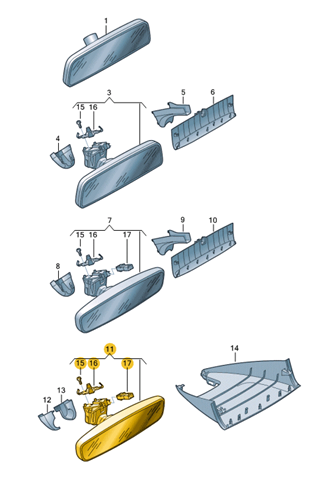 Lusterko wewnętrzne 3G0857511AM9B9 VAG