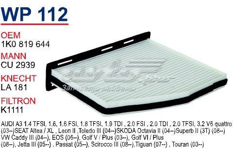 Filtr kabiny Wunder WP112 cena, od 10,15 USD