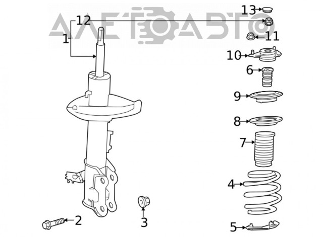 Amortyzator przedni prawy Toyota 4851080B45 cena, od 182,59 USD