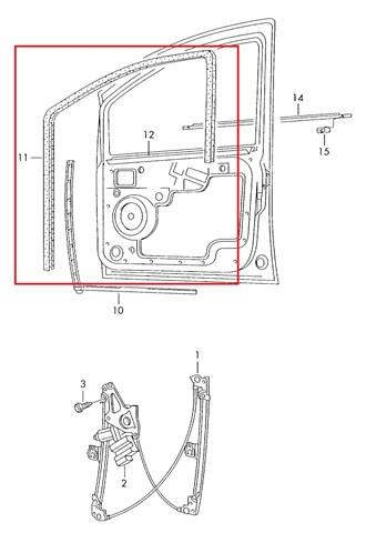 Prowadnica szyby ramek drzwi przednich lewych Volkswagen Sharan 1 (7M8, 7M9, 7M6)