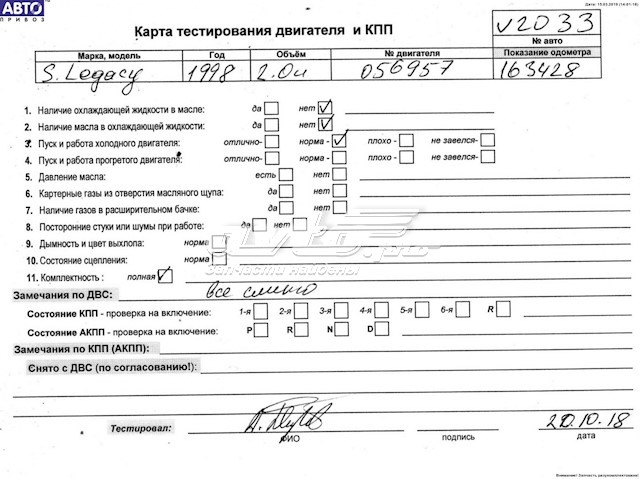 Do koszyka EJ20 Subaru Silnik w komplecie