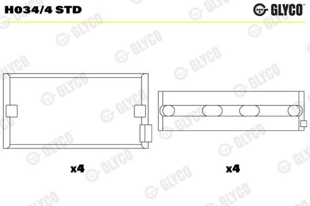 Panewki główne wału korbowego, zestaw, standardowe (STD) Glyco H0344STD cena, od 45,16 USD
