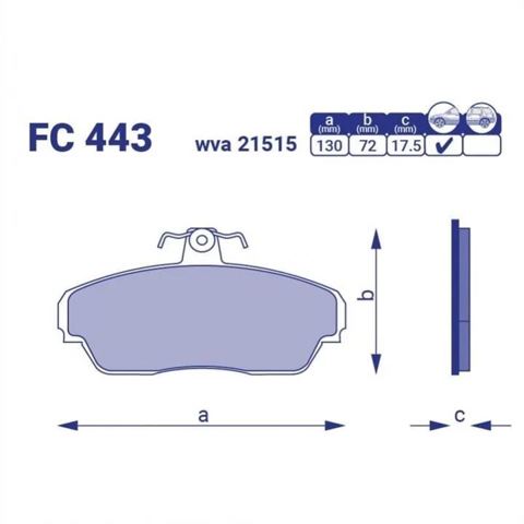 Klocki hamulcowe przednie tarczowe FC443 Frico