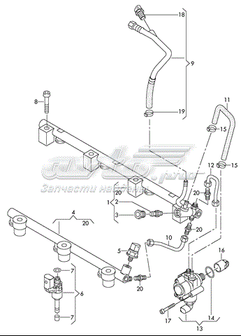 Czujnik ciśnienia paliwa 06J906051C VAG