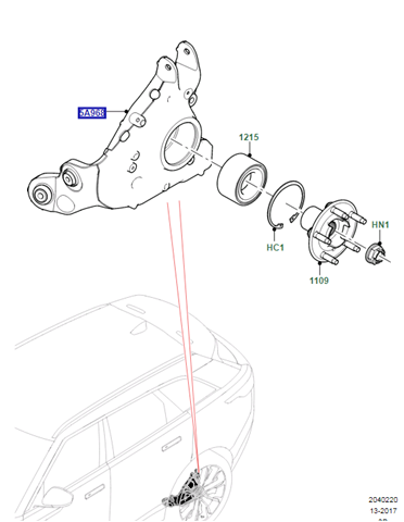 Czop (zwrotnica) tylny prawy Land Rover LR090542 cena, od 335,41 USD