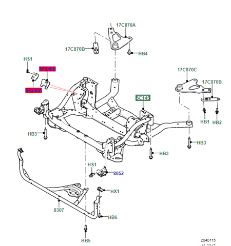 Korpus osi przedniej HK835C145AG Land Rover