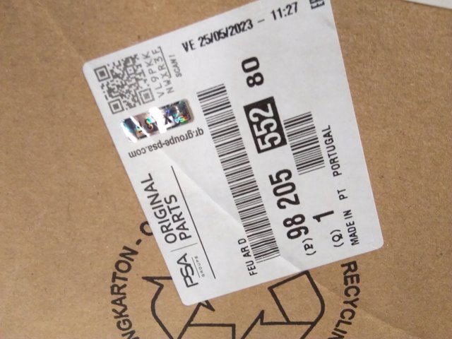 Lampa zespolona tylna prawa 9820555280 Peugeot/Citroen