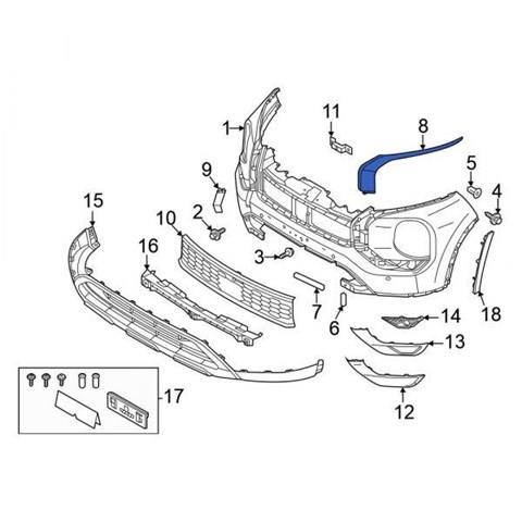Do koszyka 6407A272 Mitsubishi Listwa ochronna zderzaka przedniego prawa