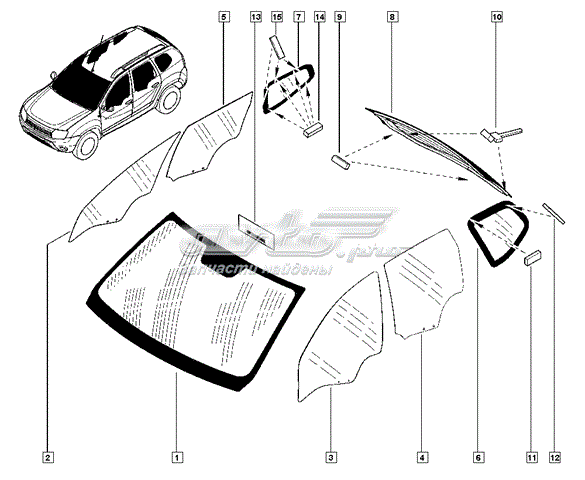 Szyba przednia Dacia Duster 