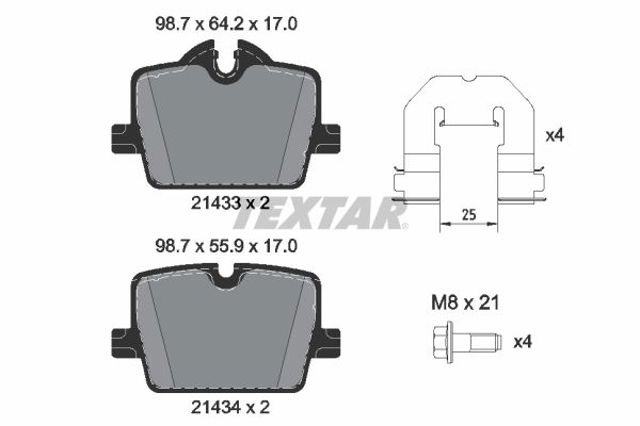 2143301 Textar okładziny (klocki do hamulców tarczowych tylne)