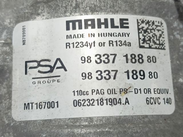 Do koszyka 9833718880 Peugeot/Citroen Sprężarka klimatyzacji